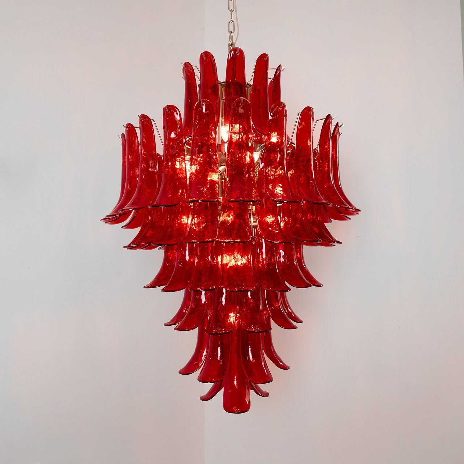 Murano Crimson Cascade Chandelier - Lumpaz