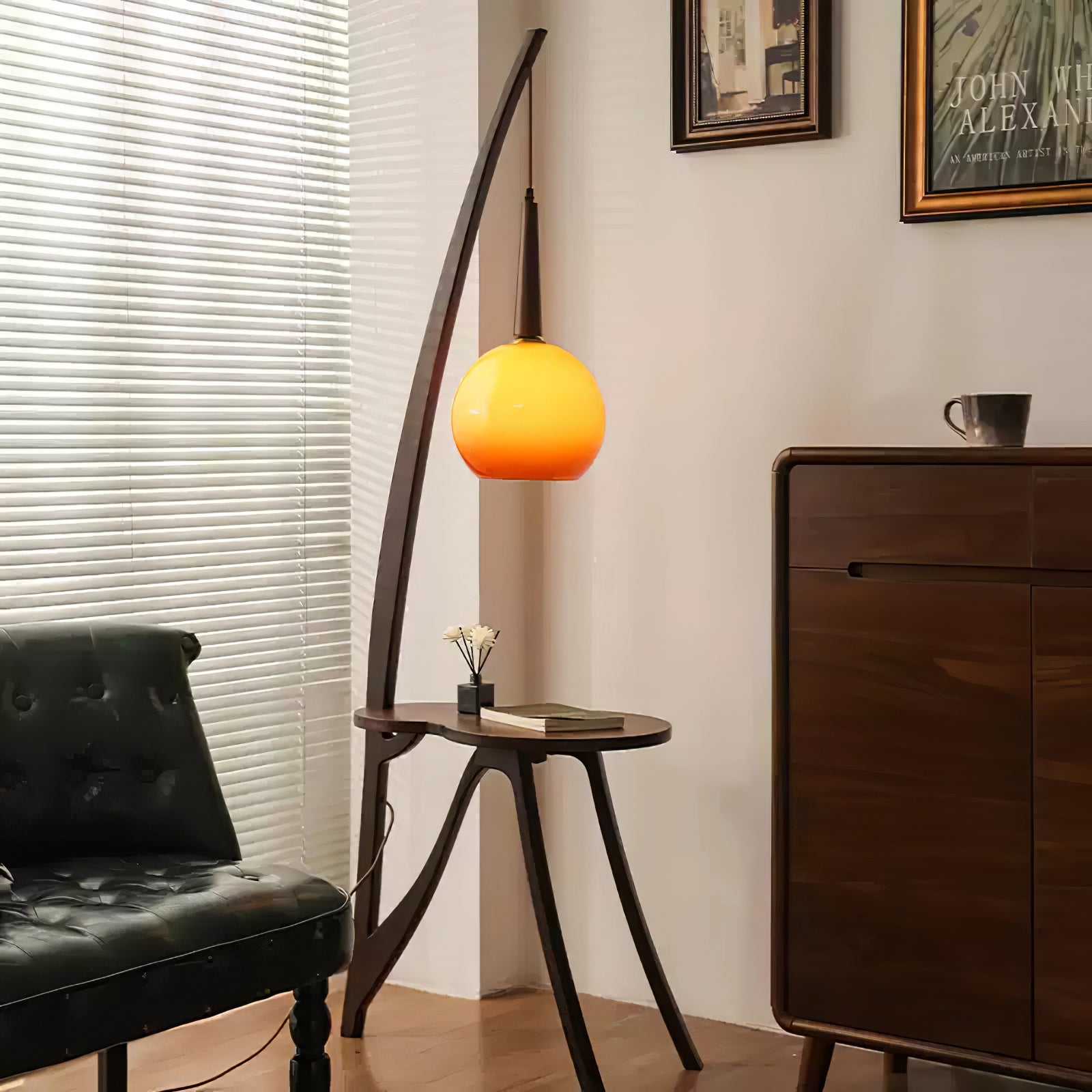 Arc Wood Hanging Floor Lamp - Lumpaz