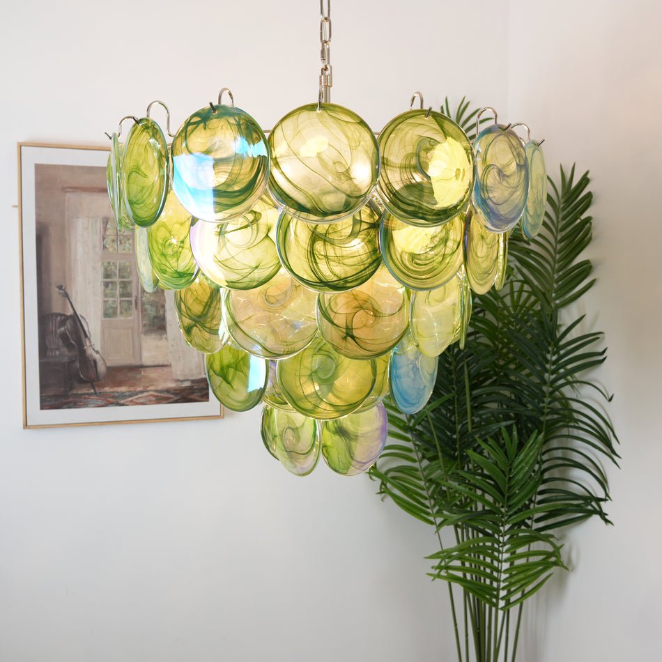 Green Murano Disc Chandelier - Lumpaz