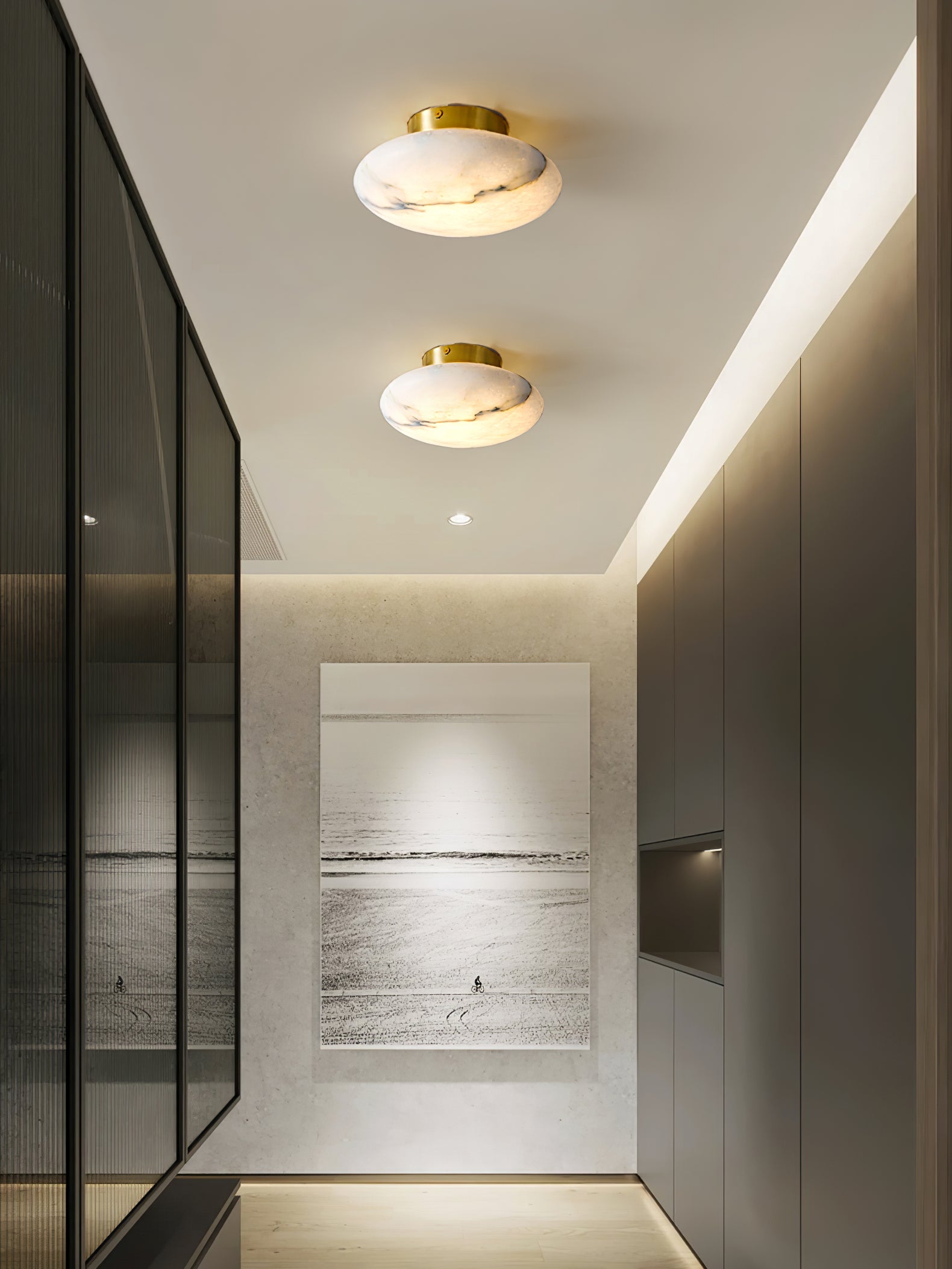 Alabaster Oval Ceiling Lamp - Lumpaz