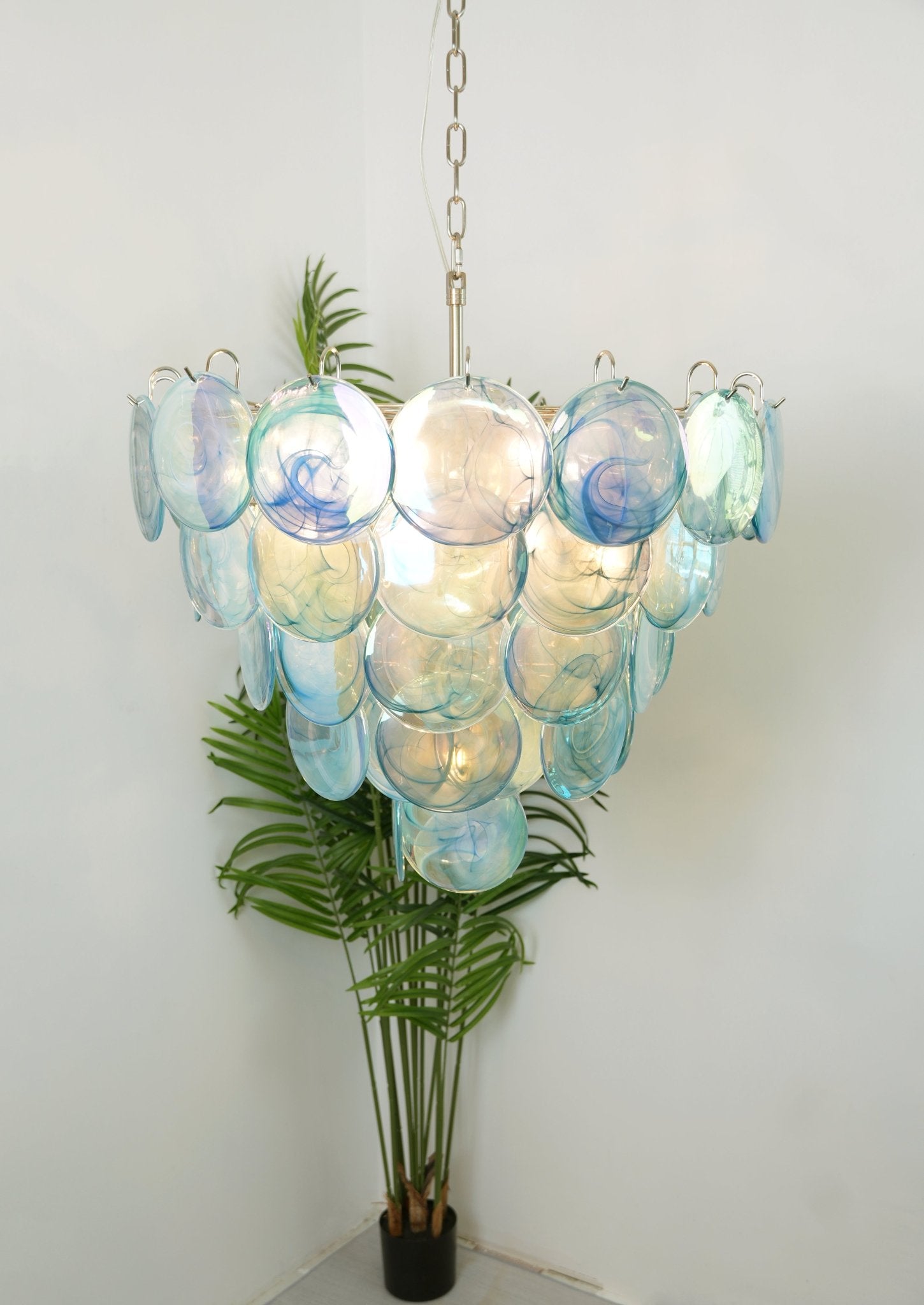 Blue Murano Disc Chandelier - Lumpaz