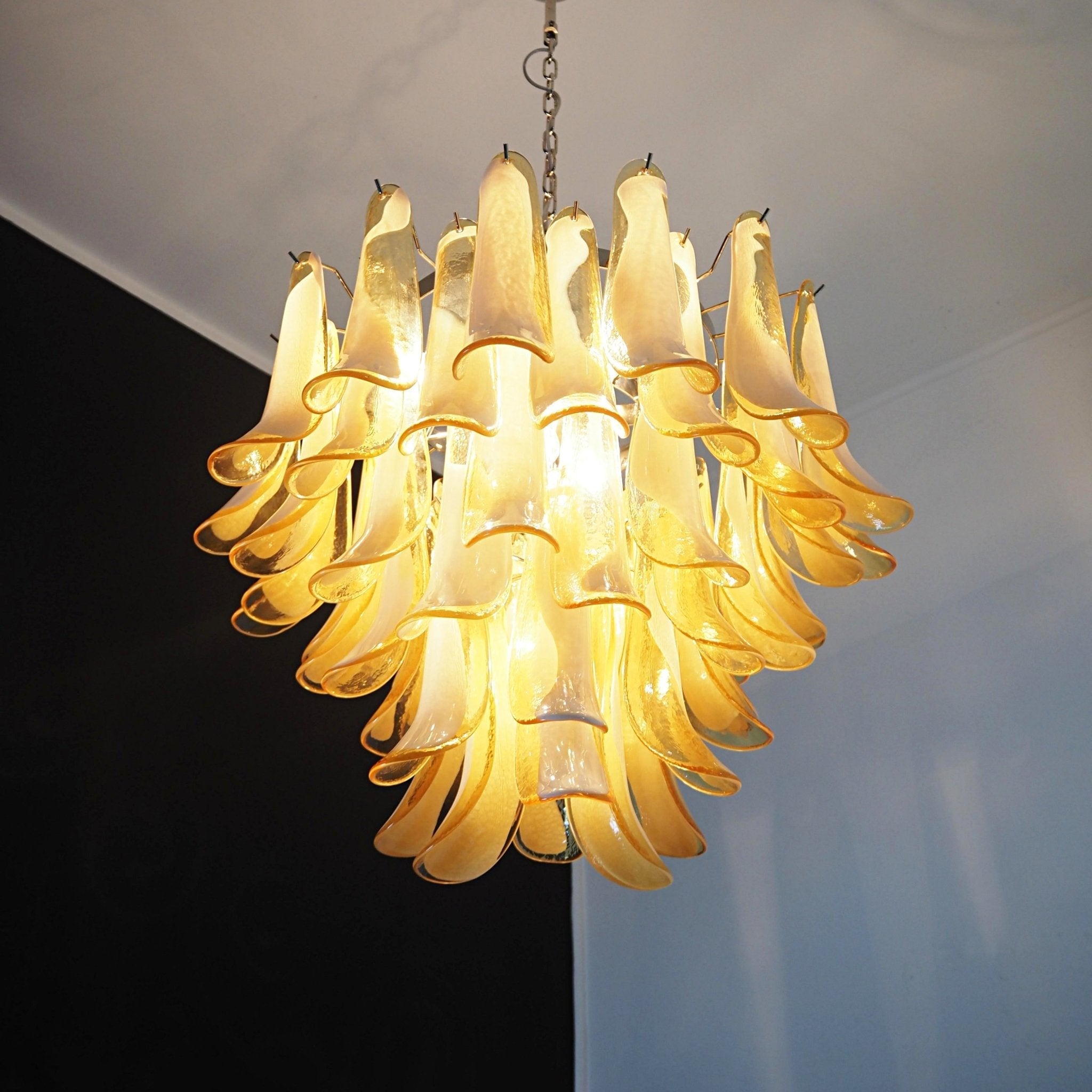 Amber Glass Murano Petals Chandelier - Lumpaz