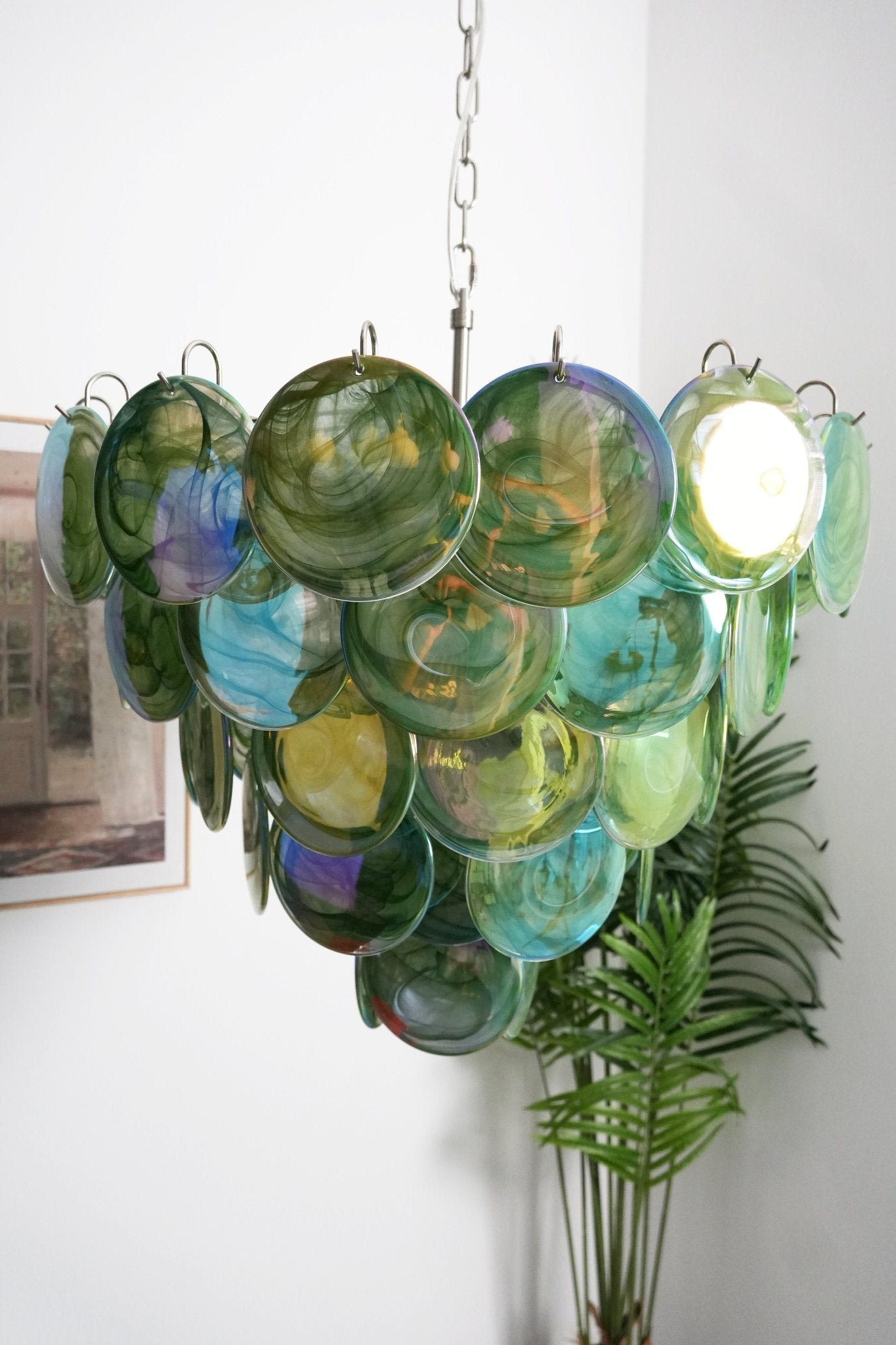 Green Murano Disc Chandelier - Lumpaz