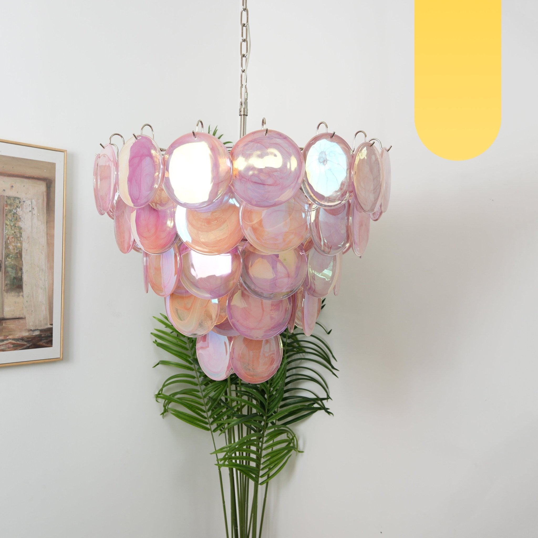 Pink Murano Disc Chandelier - Lumpaz