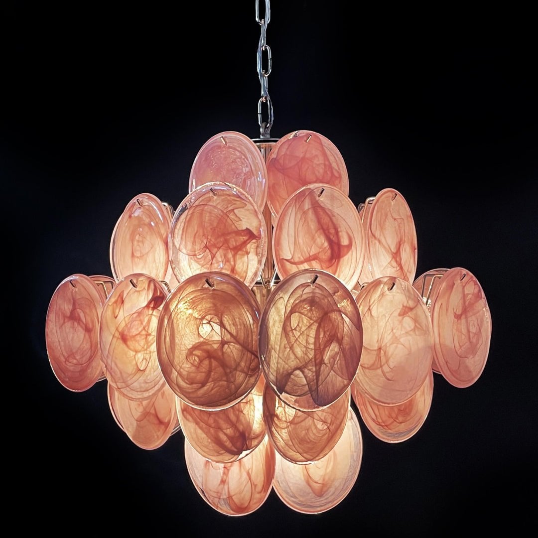 Murano Pink Disks Chandelier - Lumpaz