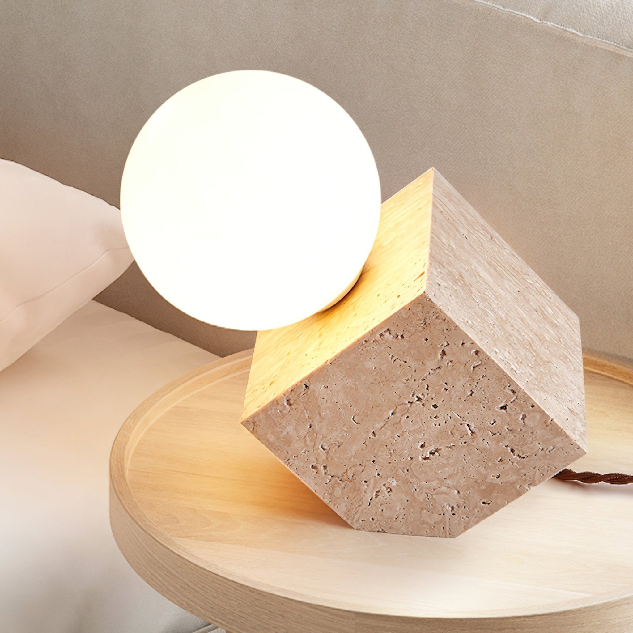 Cube Stone Table Lamp - Lumpaz