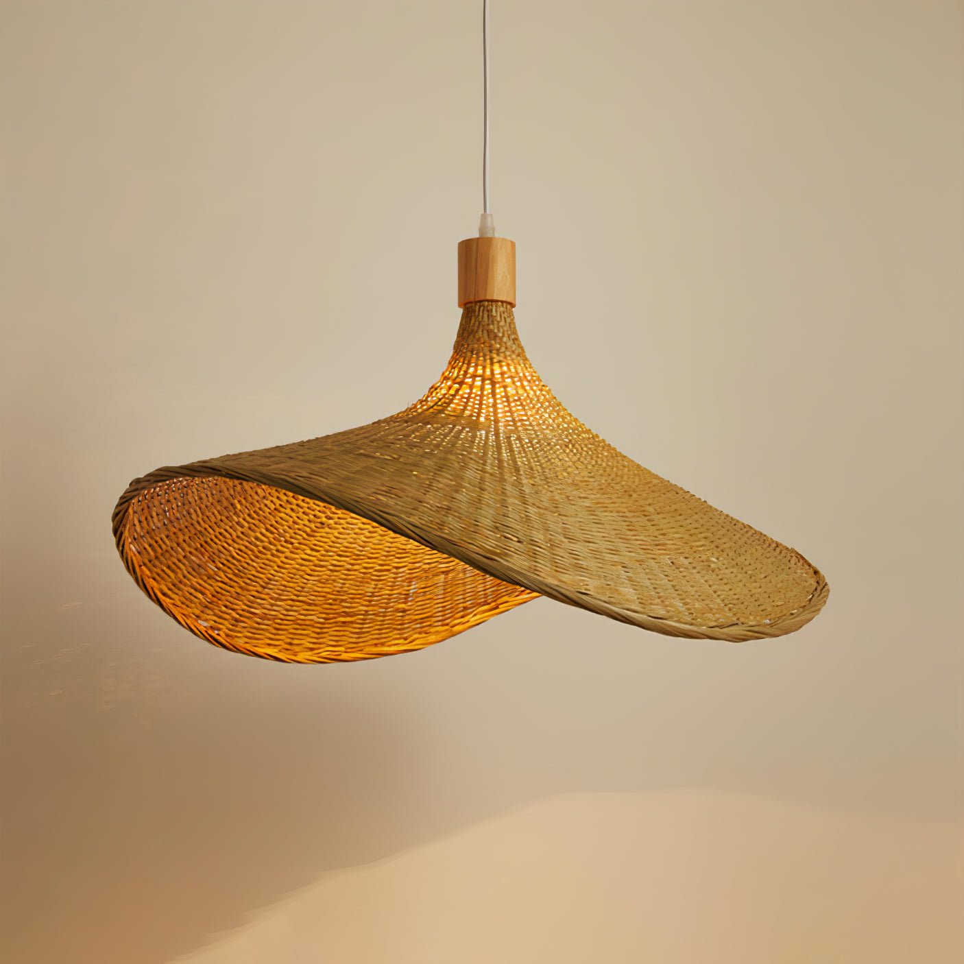 Rattan Weave Hat Pendant Light - Lumpaz