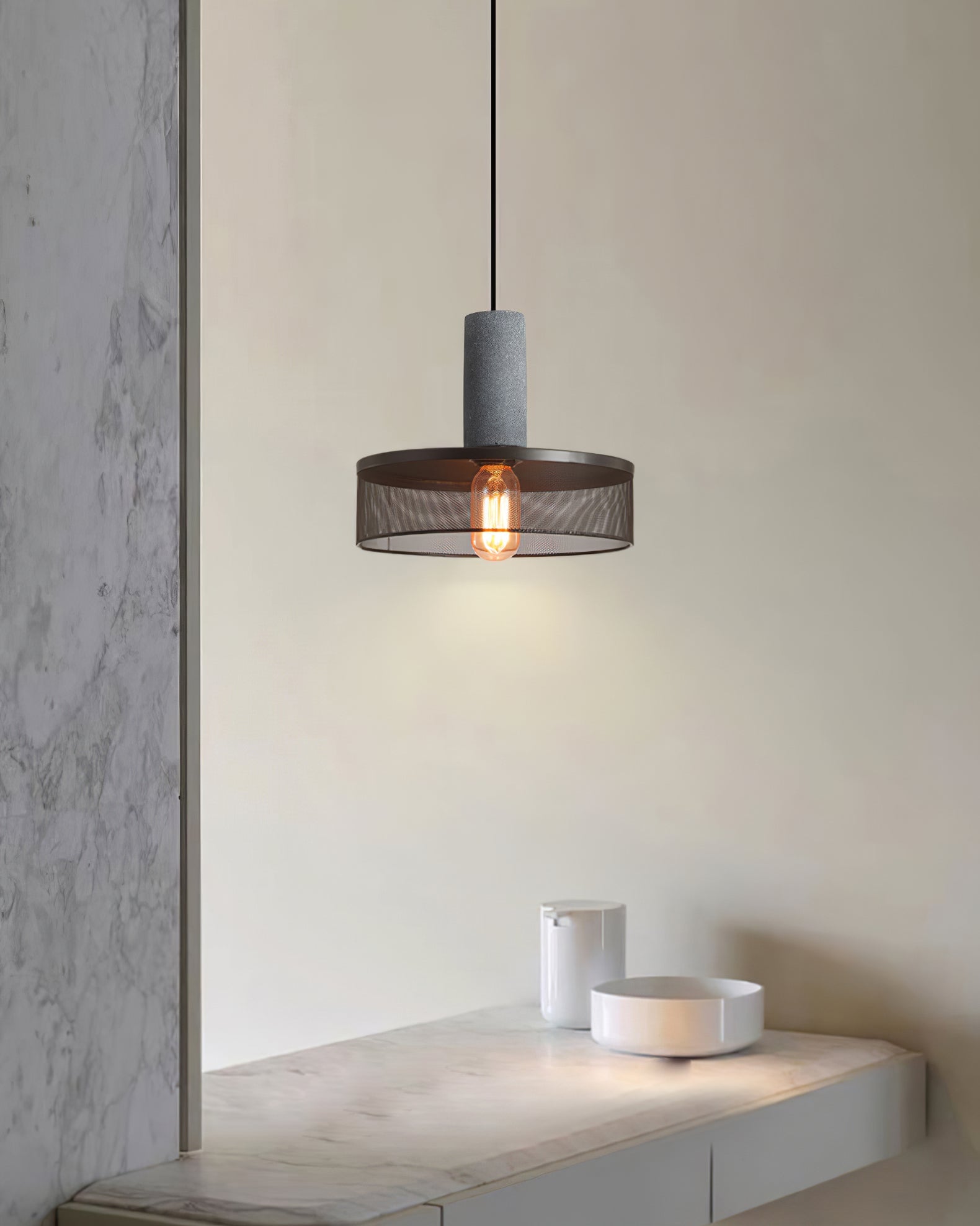 Cement Mesh Pendant Light - Lumpaz