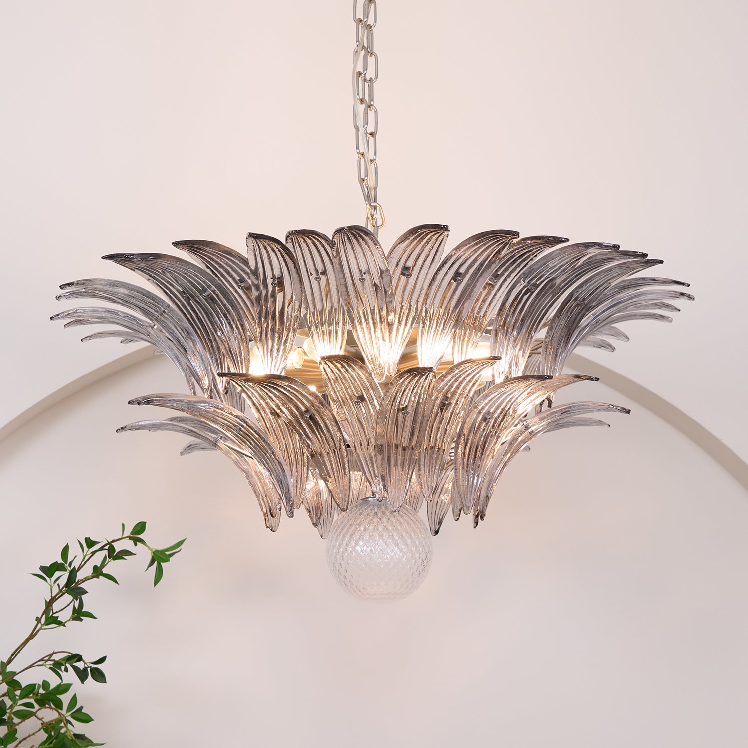 Murano Palmette Transparent Chandelier - Lumpaz