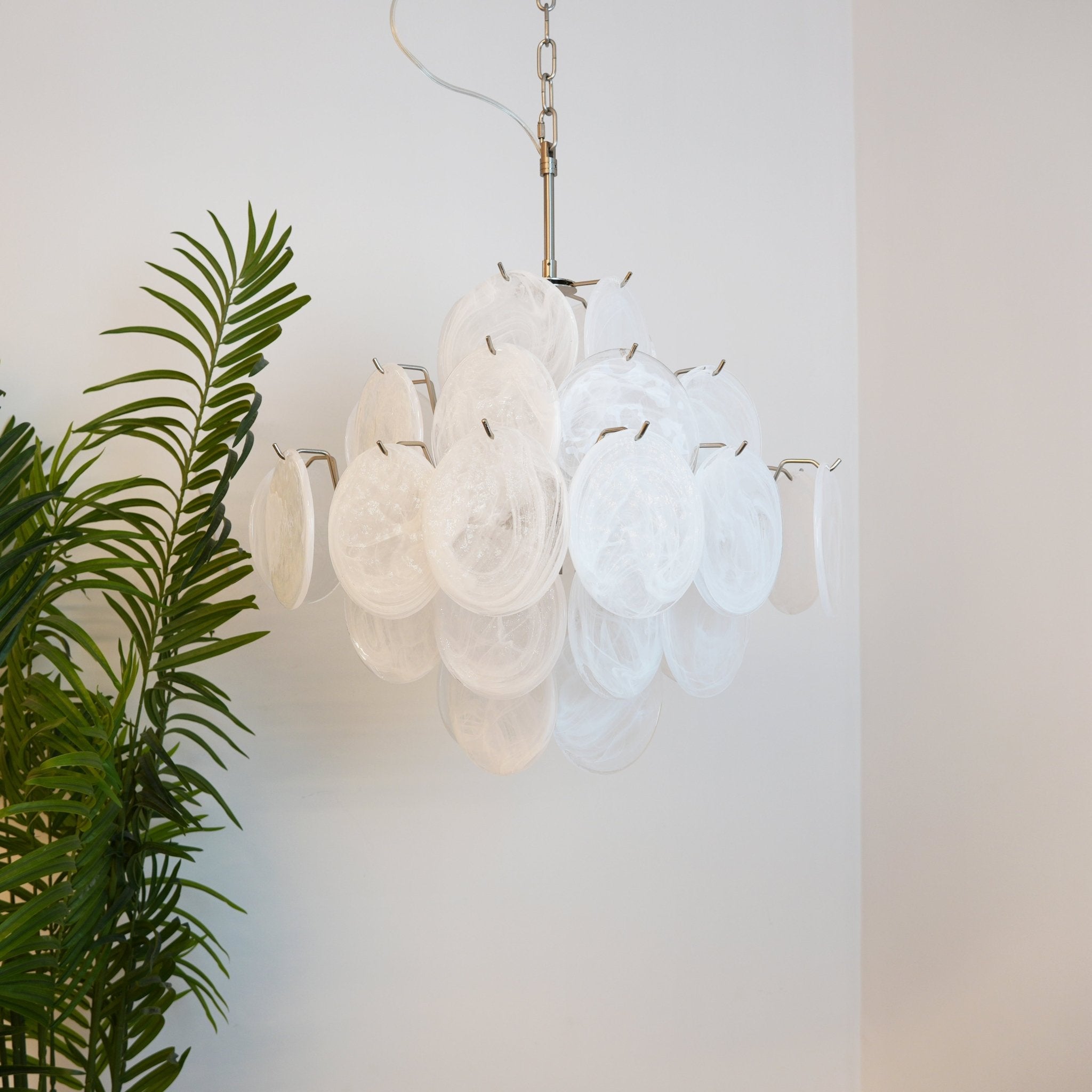 Isadora Murano White Disc Chandelier - Lumpaz