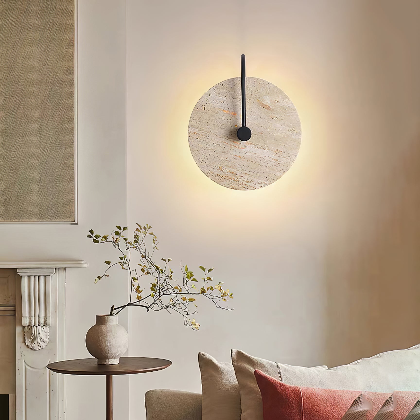 Round Travertine Wall Lamp - Lumpaz