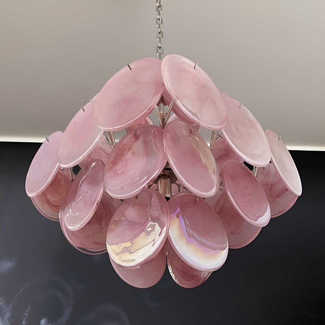 Murano Pink Disks Chandelier - Lumpaz