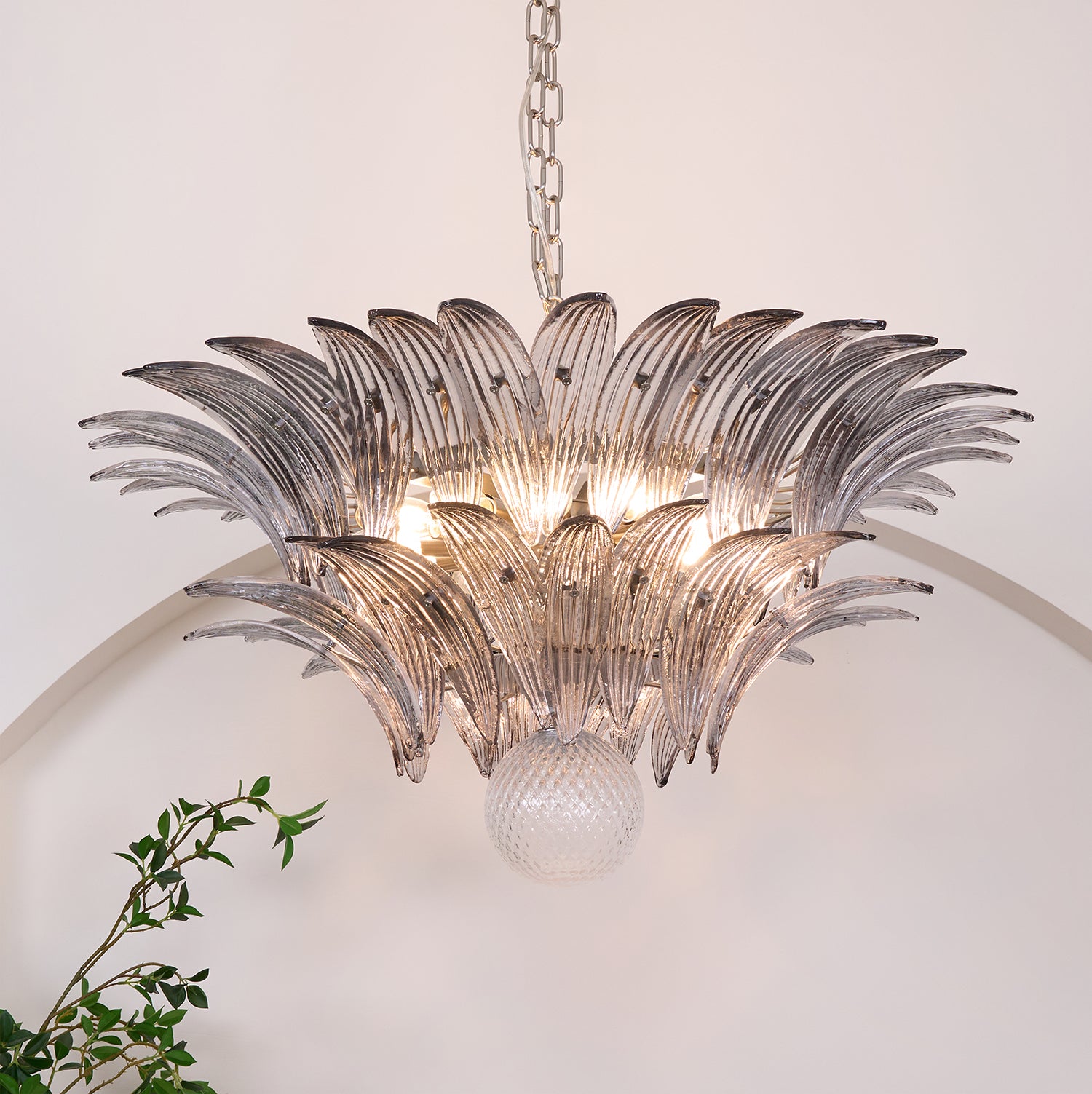 Murano Palmette Transparent Chandelier - Lumpaz