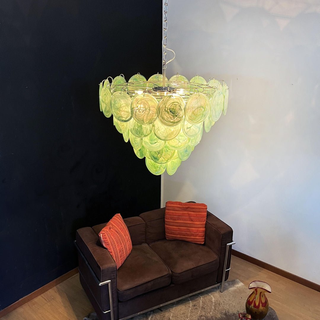Green Murano Disc Chandelier - Lumpaz