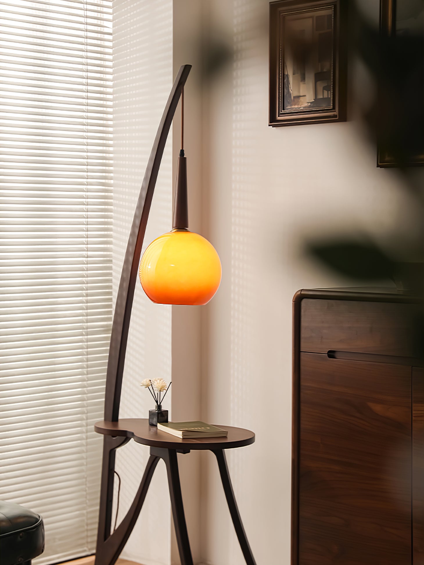 Arc Wood Hanging Floor Lamp - Lumpaz