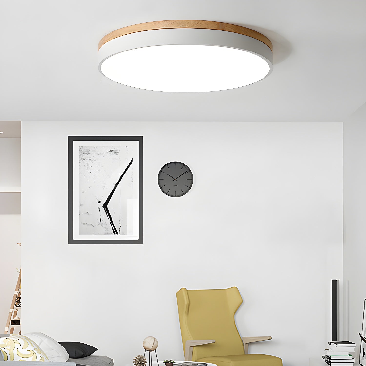 Zara Circular Wood Ceiling Lamp - Lumpaz