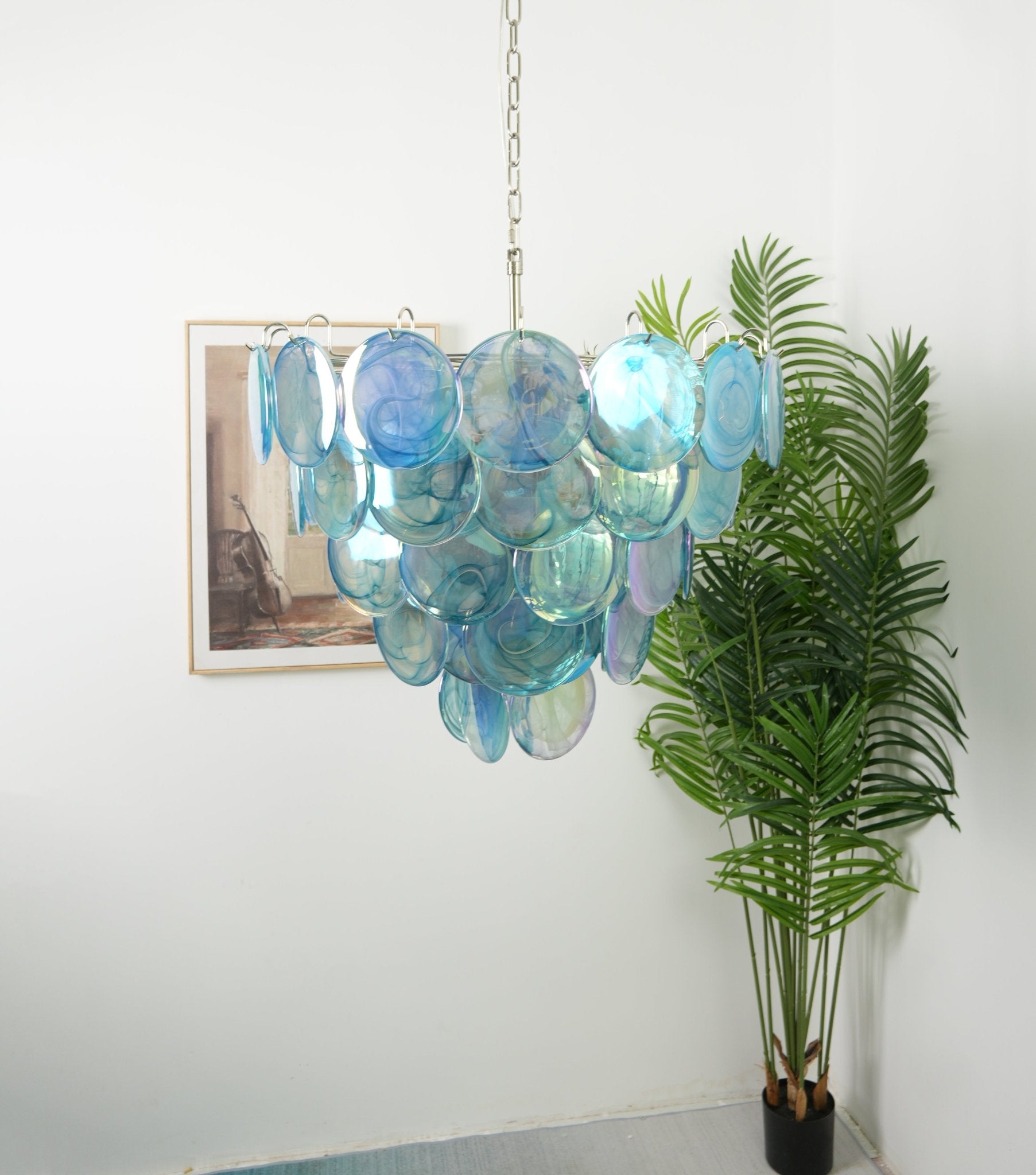 Blue Murano Disc Chandelier - Lumpaz