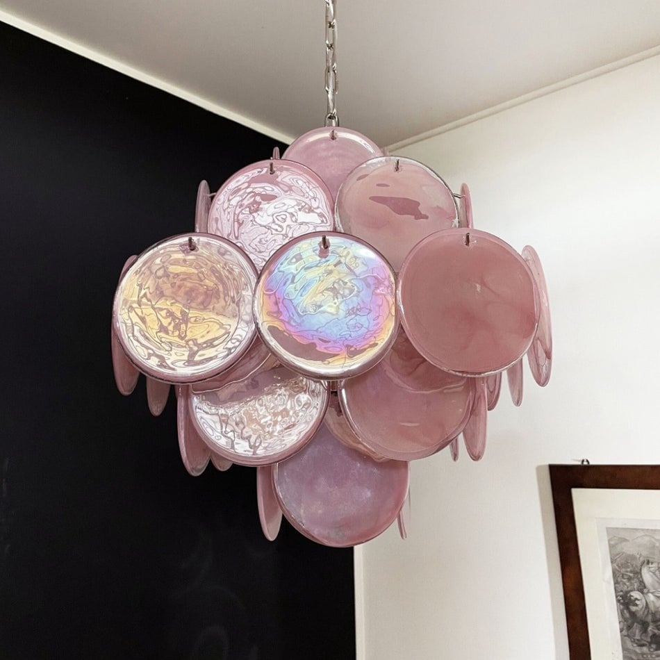 Murano Pink Disks Chandelier - Lumpaz