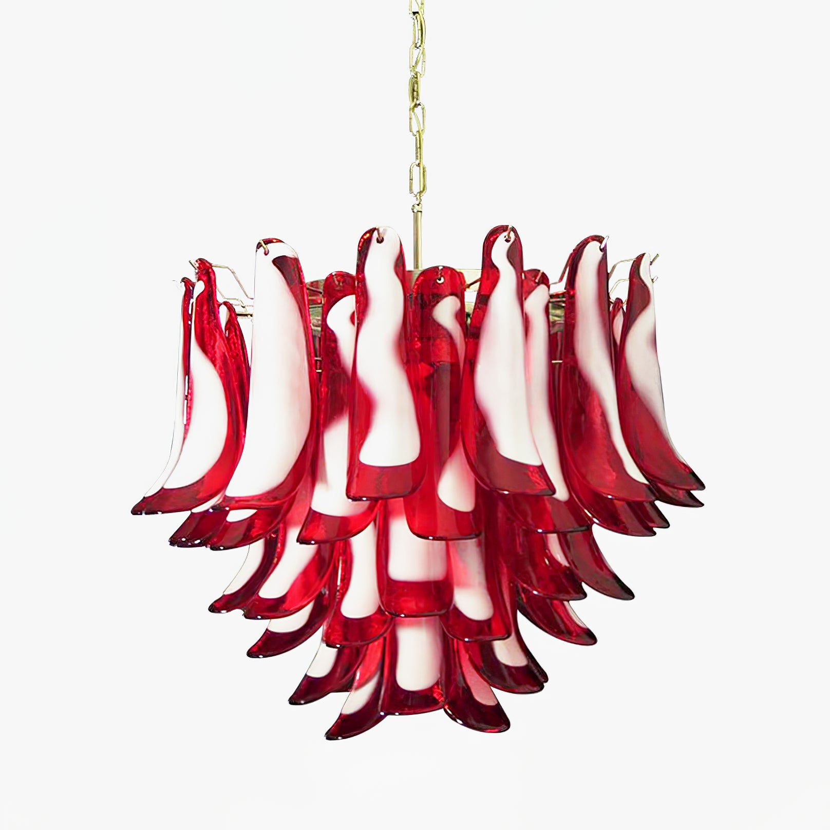 Red Glass Murano Petals Chandelier - Lumpaz