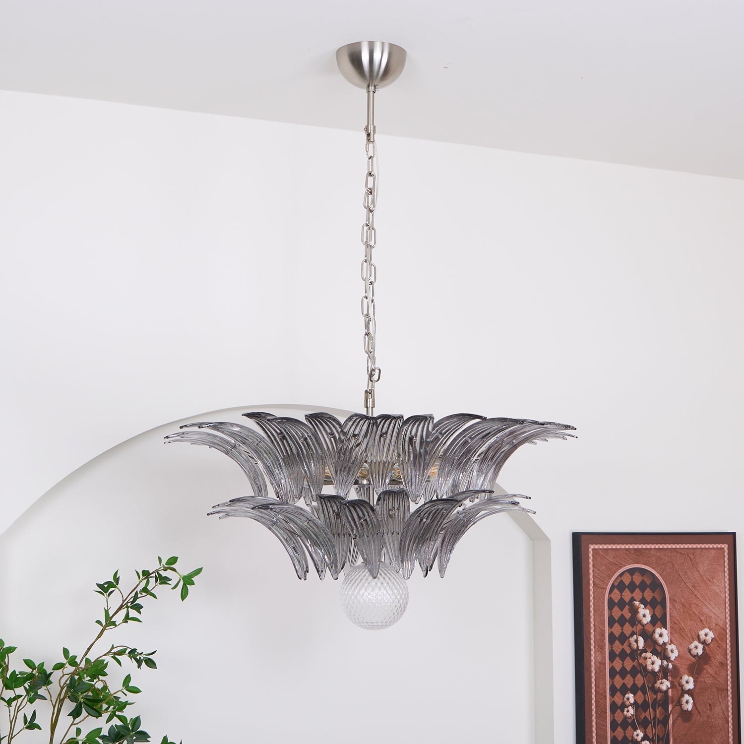 Murano Palmette Transparent Chandelier - Lumpaz