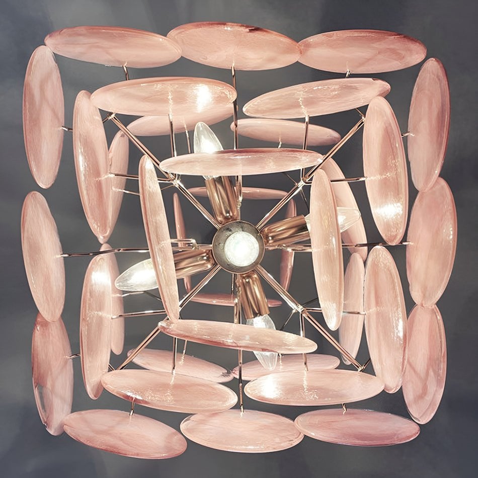 Murano Pink Disks Chandelier - Lumpaz