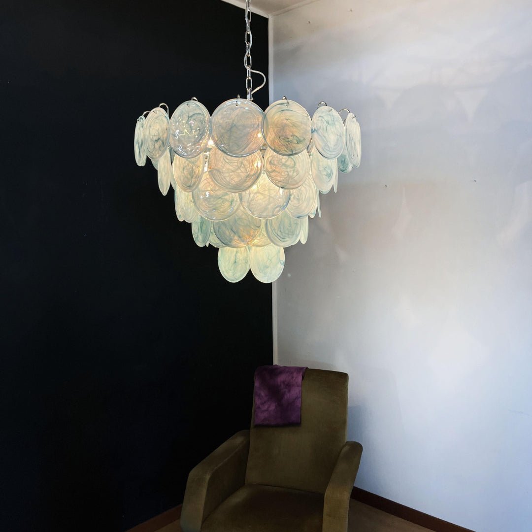 Blue Murano Disc Chandelier - Lumpaz