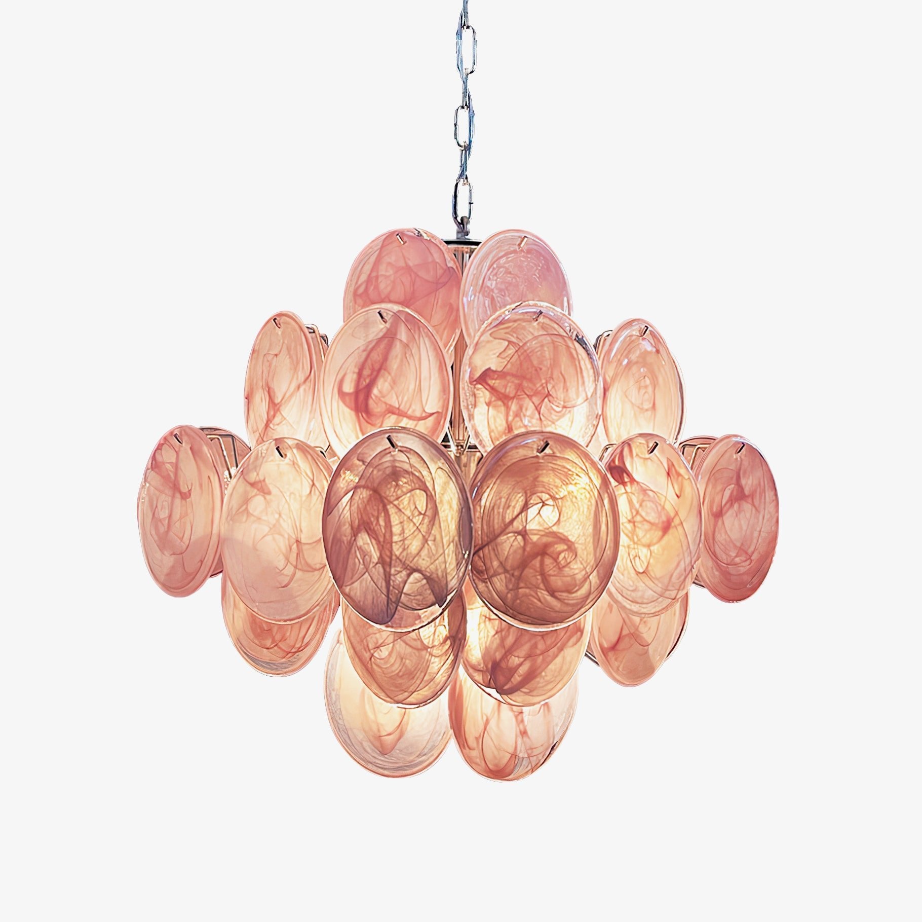 Murano Pink Disks Chandelier - Lumpaz