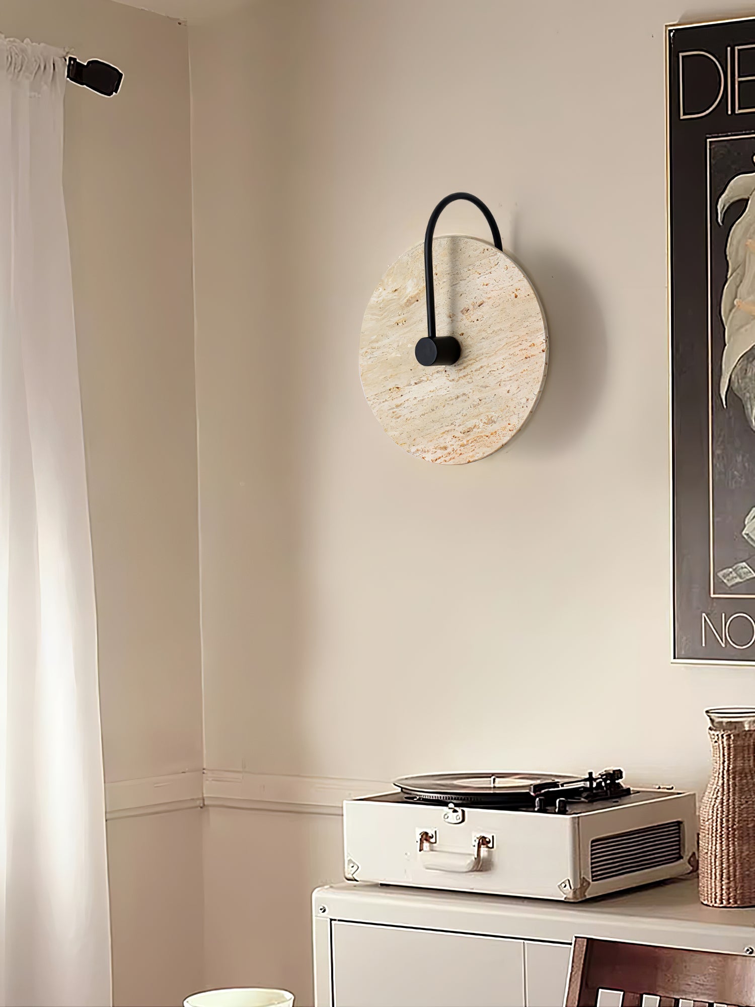 Round Travertine Wall Lamp - Lumpaz