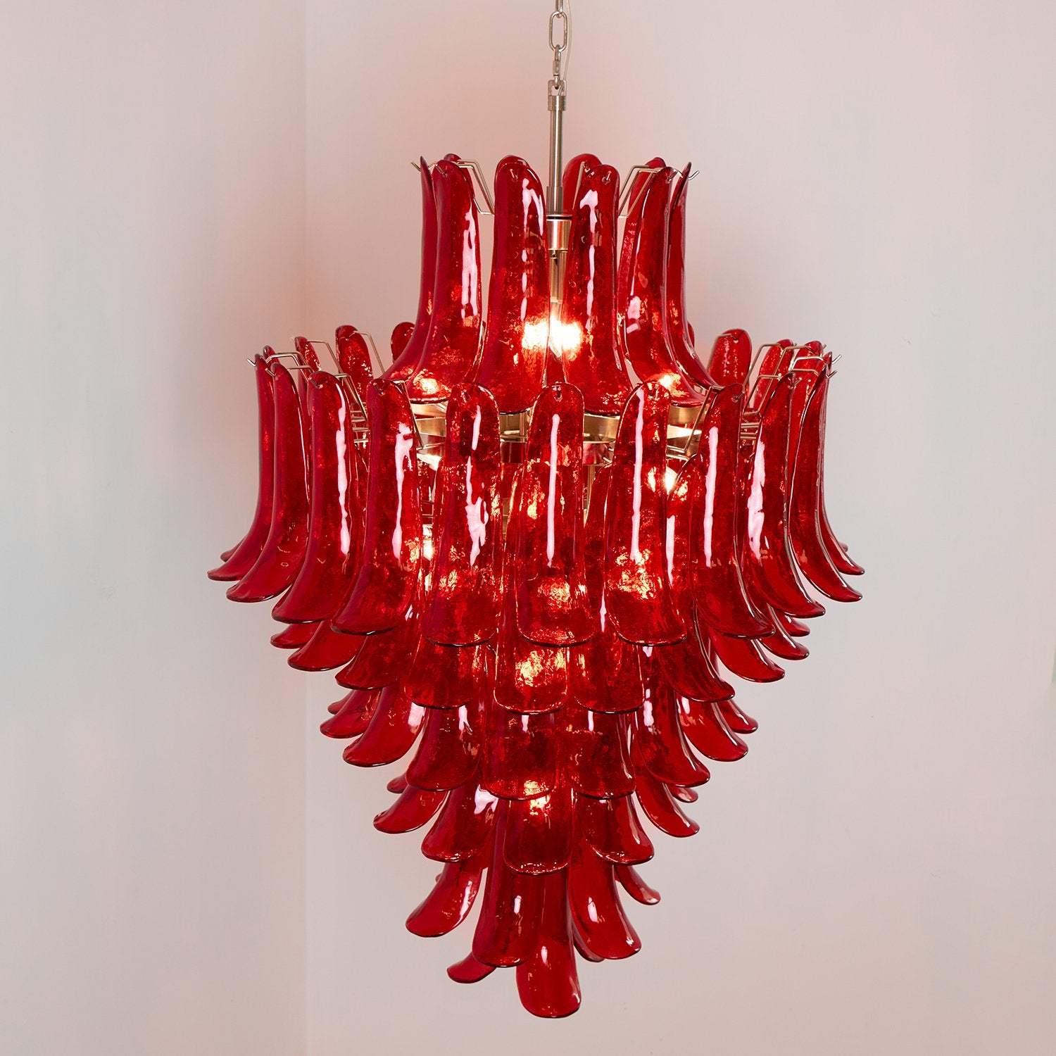 Murano Crimson Cascade Chandelier - Lumpaz