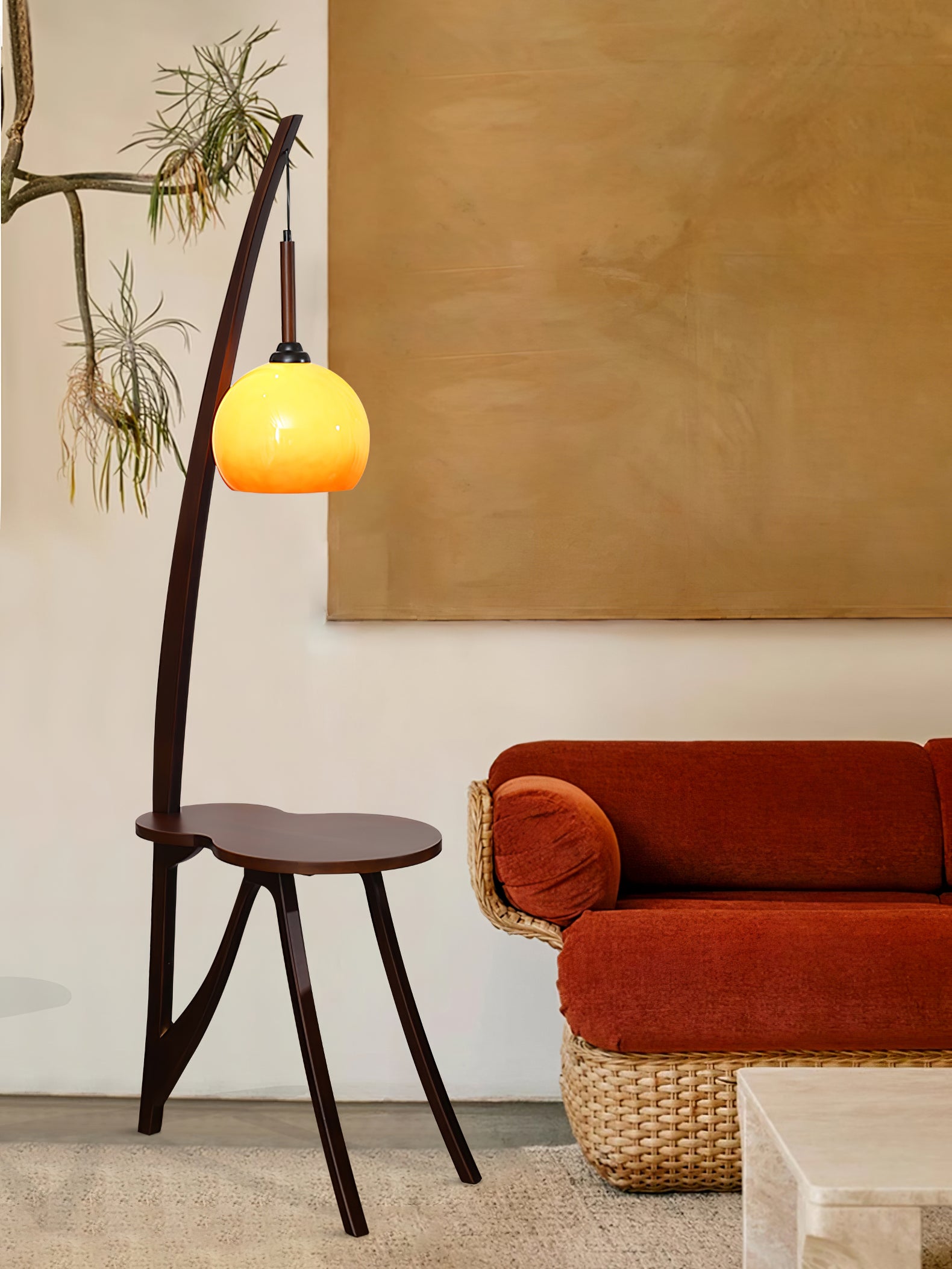 Arc Wood Hanging Floor Lamp - Lumpaz