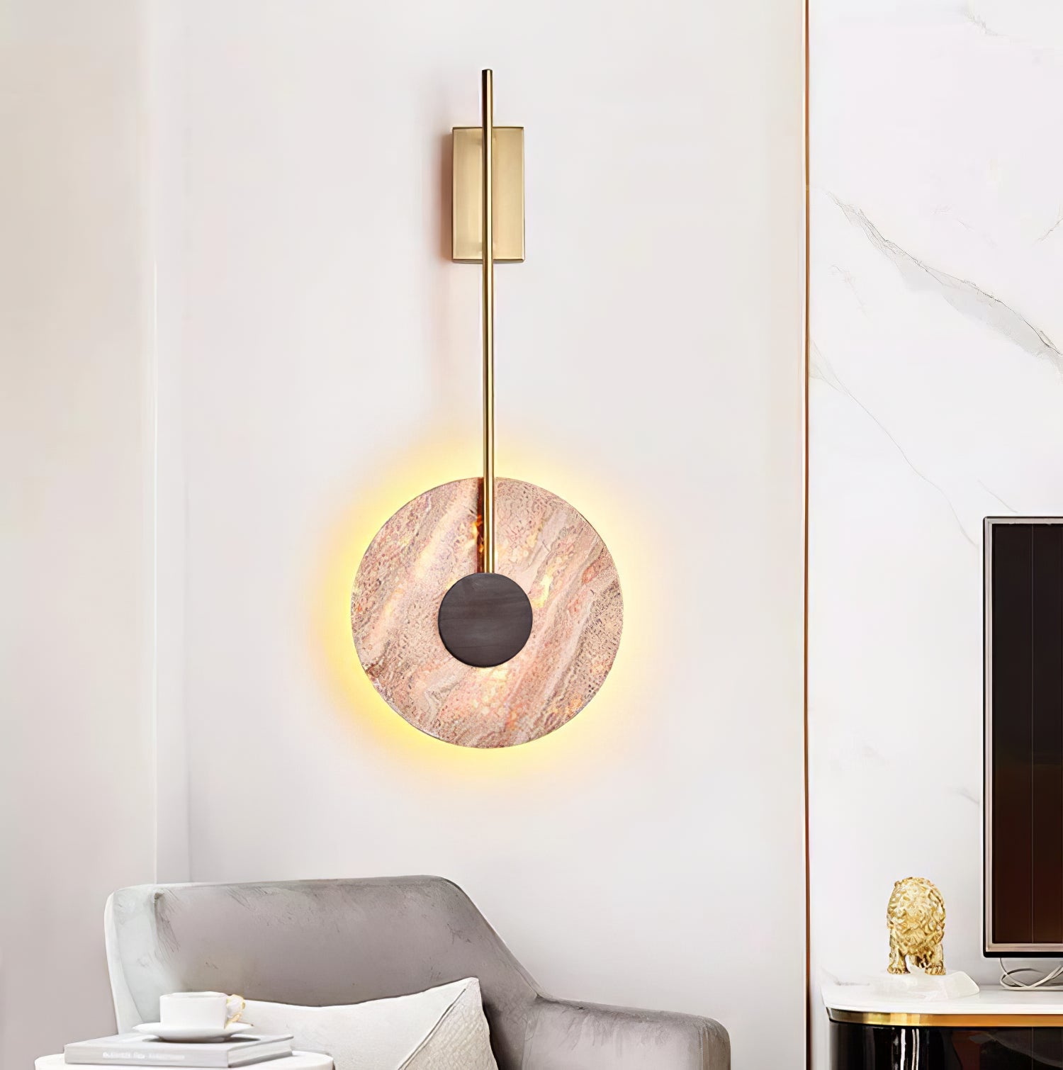 Travertine Disc Wall Lamp - Lumpaz