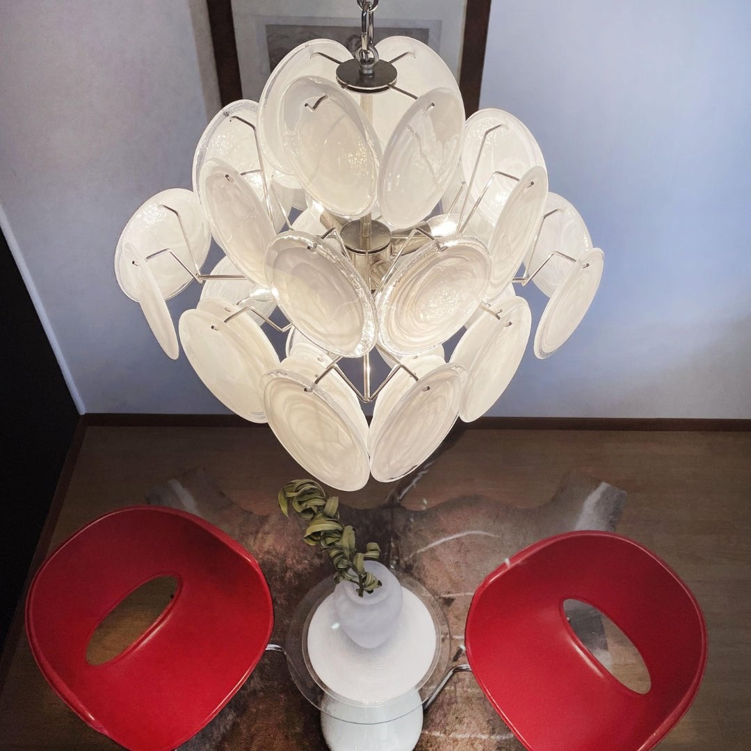 Isadora Murano White Disc Chandelier - Lumpaz