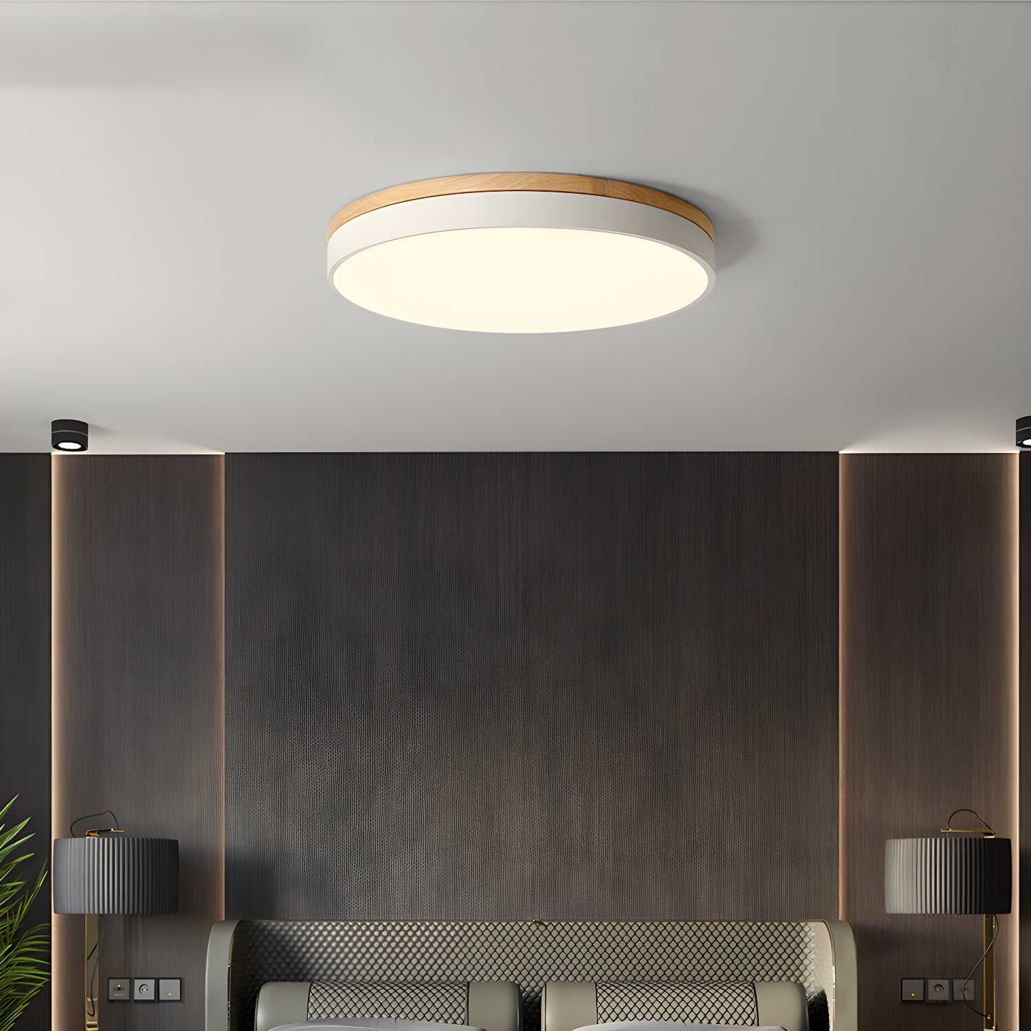 Zara Circular Wood Ceiling Lamp - Lumpaz