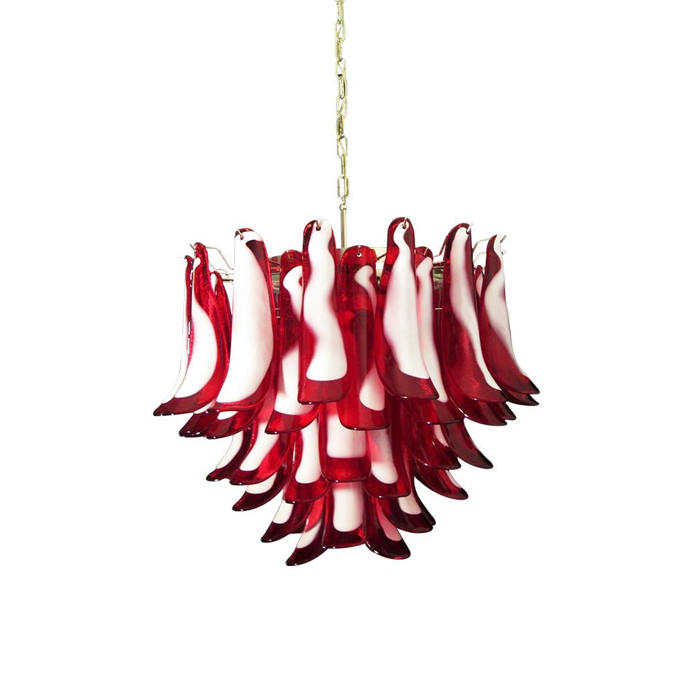 Red Glass Murano Petals Chandelier - Lumpaz