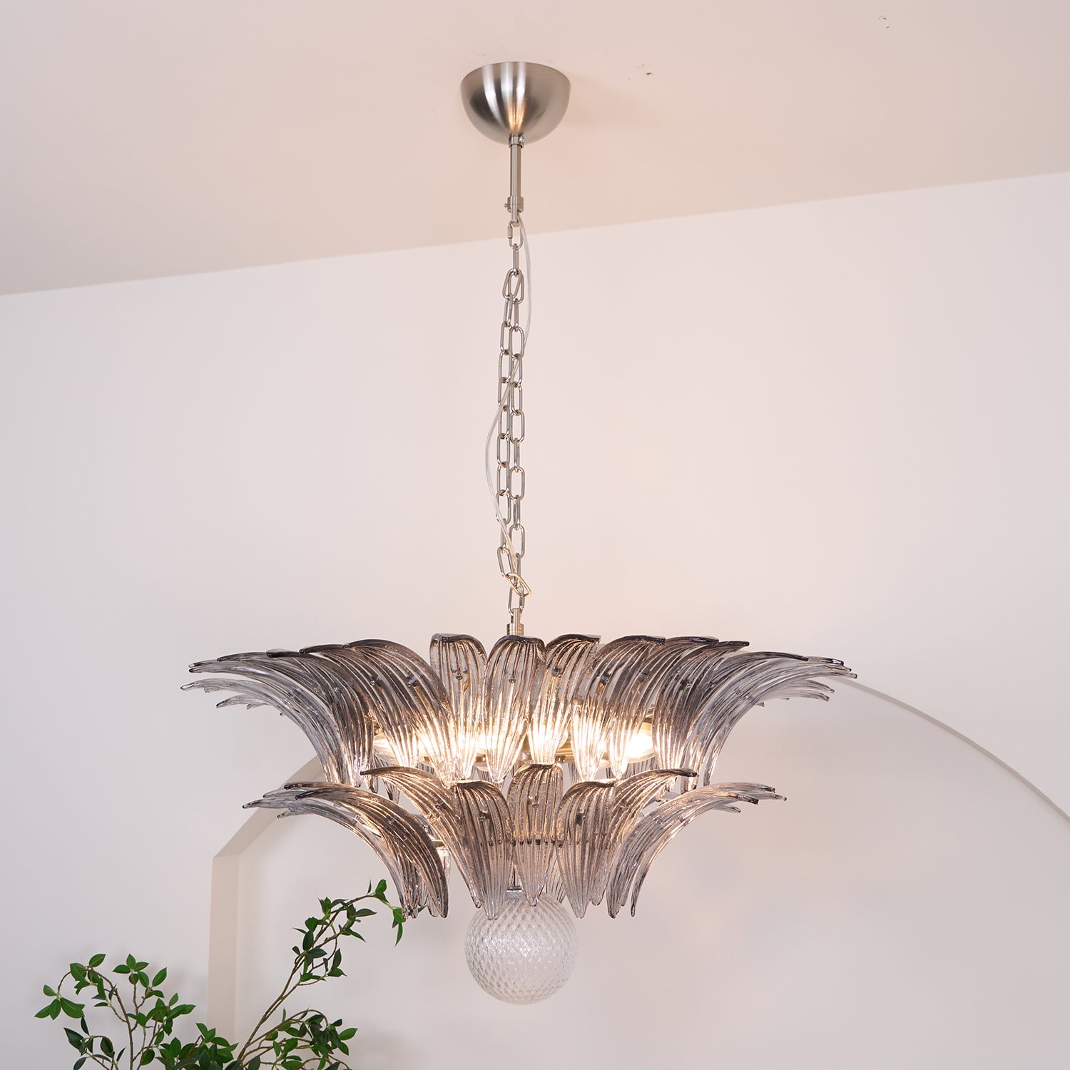 Murano Palmette Transparent Chandelier - Lumpaz