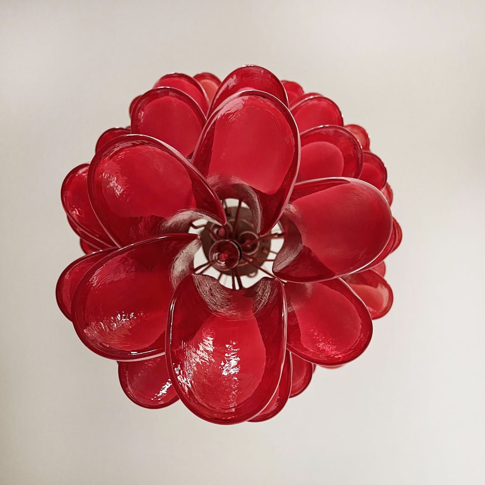 Murano Red Petals Spiral Chandelier - Lumpaz