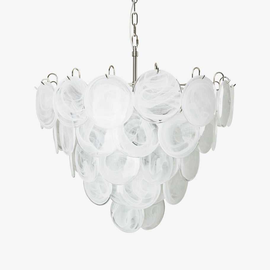 White Murano Disc Chandelier - Lumpaz