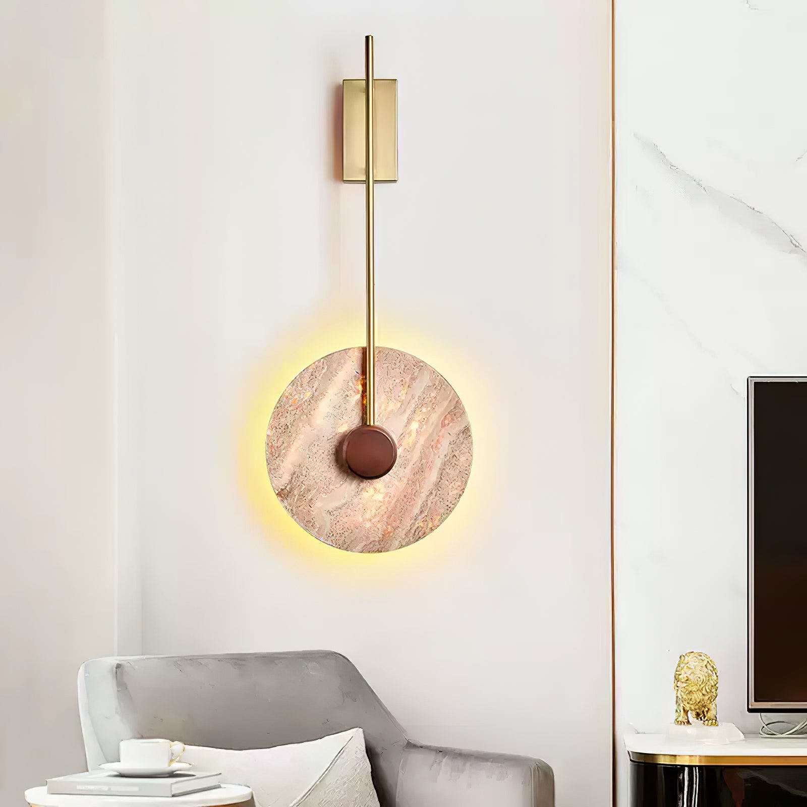 Travertine Disc Wall Lamp - Lumpaz