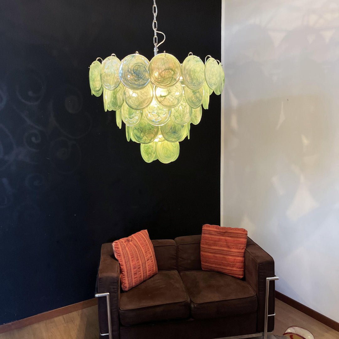 Green Murano Disc Chandelier - Lumpaz