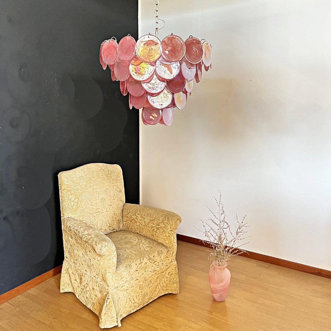 Pink Murano Disc Chandelier - Lumpaz