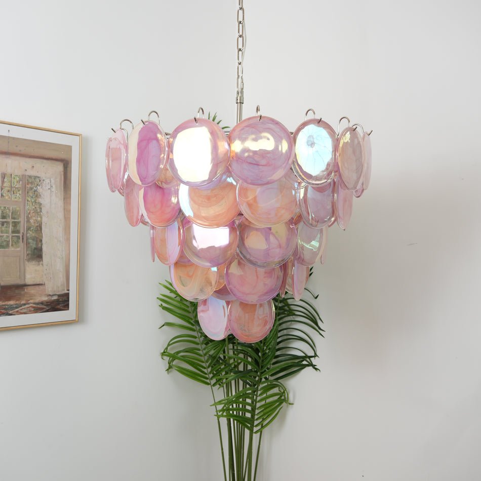 Pink Murano Disc Chandelier - Lumpaz