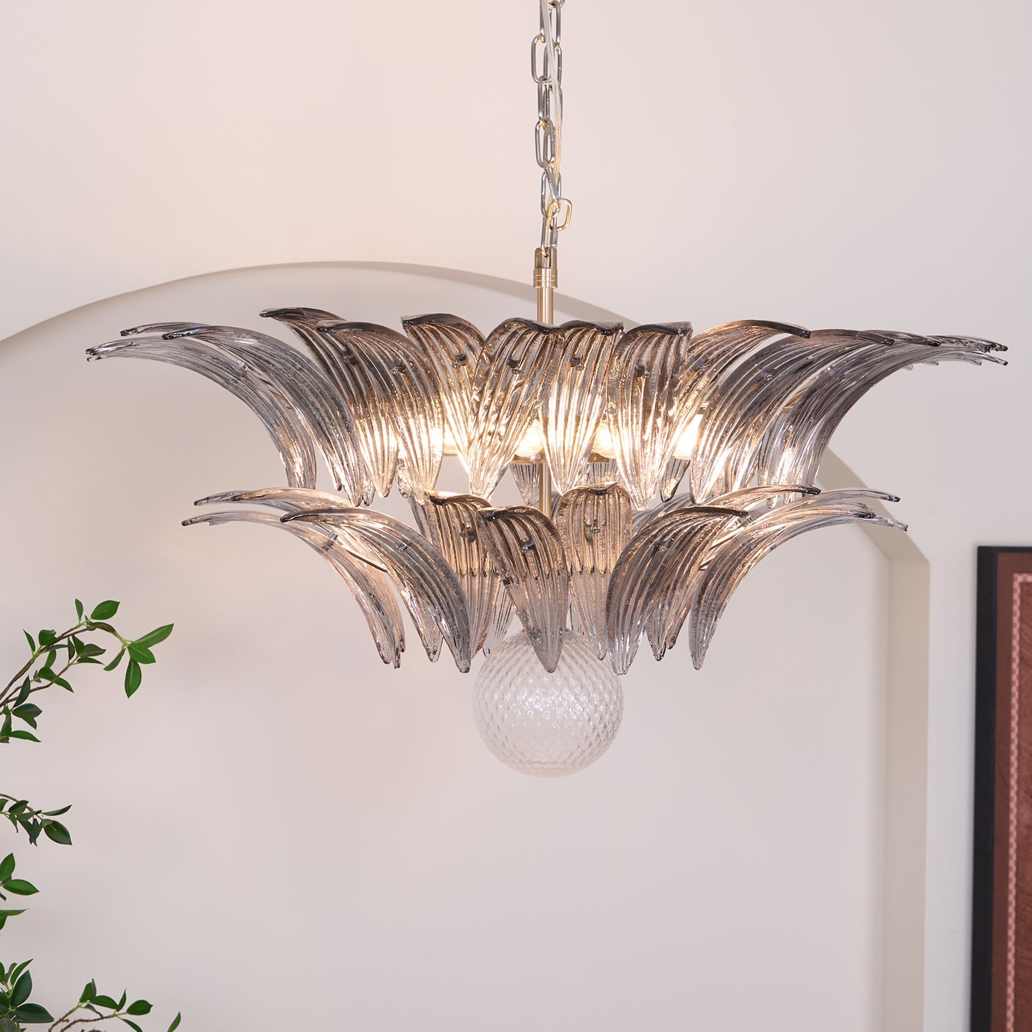 Murano Palmette Transparent Chandelier - Lumpaz