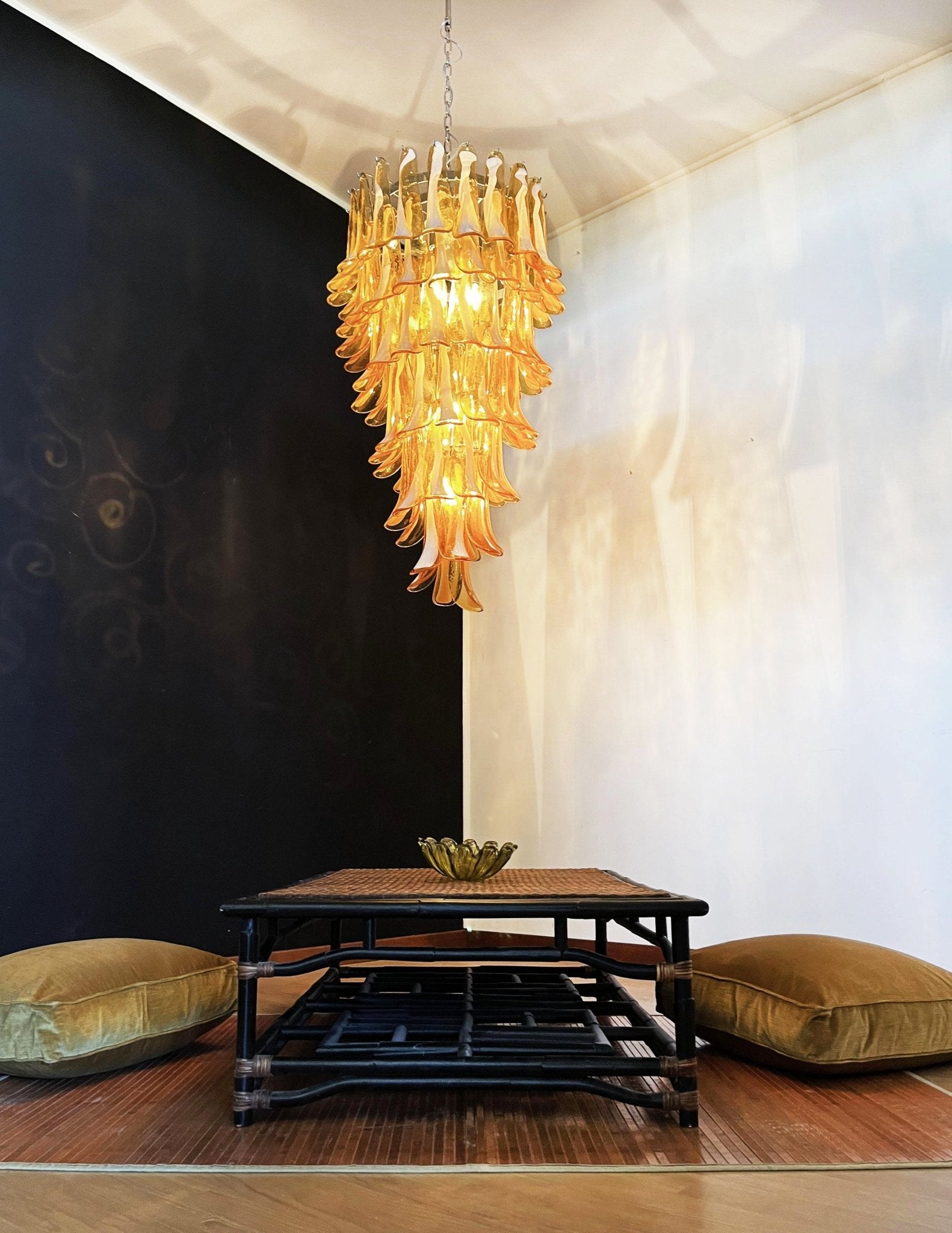 Murano Amber Petals Spiral Chandelier - Lumpaz