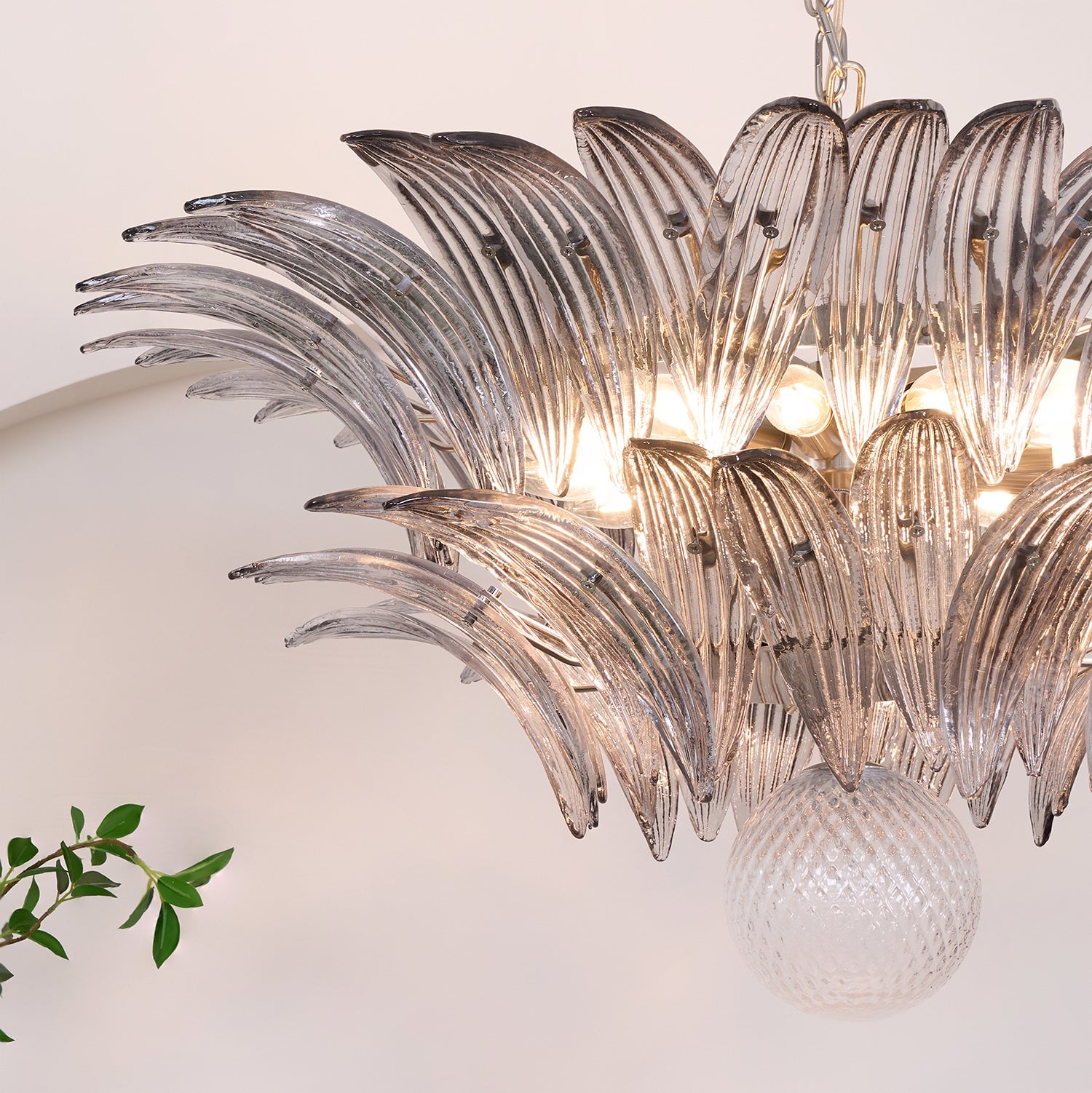 Murano Palmette Transparent Chandelier - Lumpaz