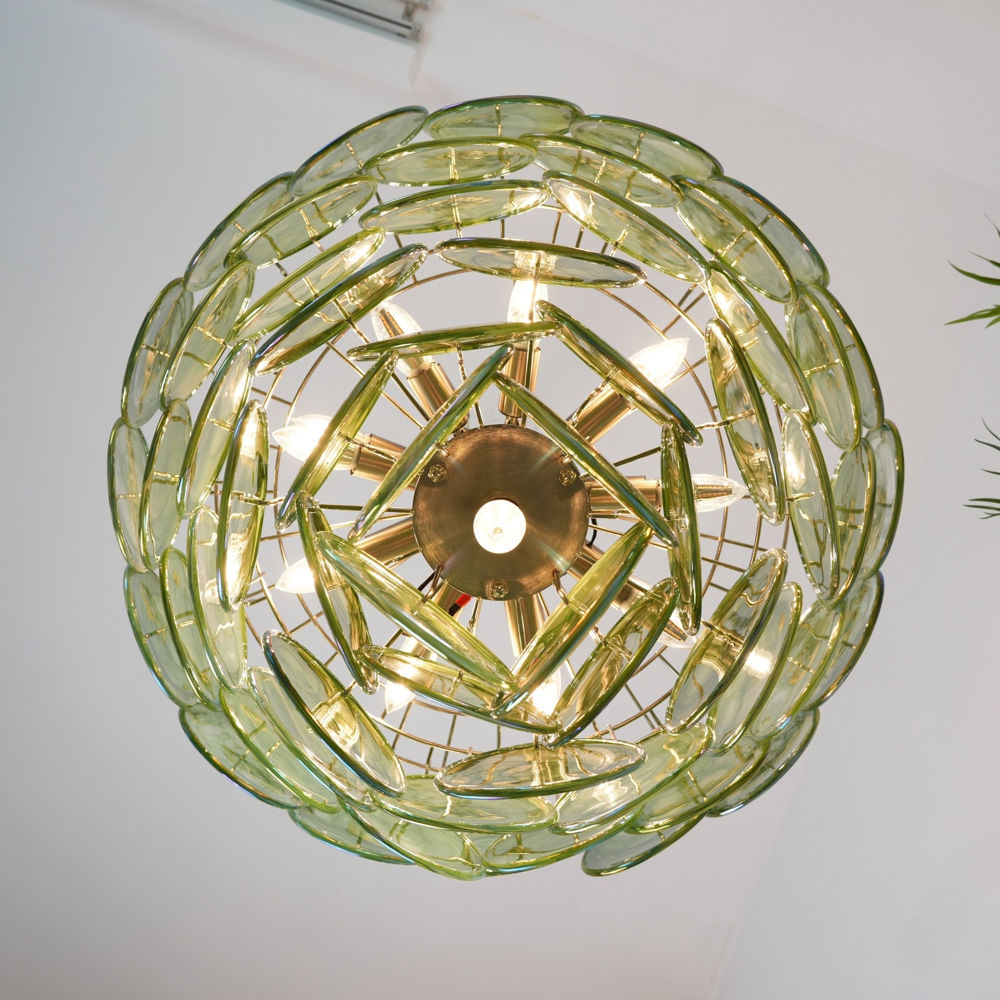 Green Murano Disc Chandelier - Lumpaz