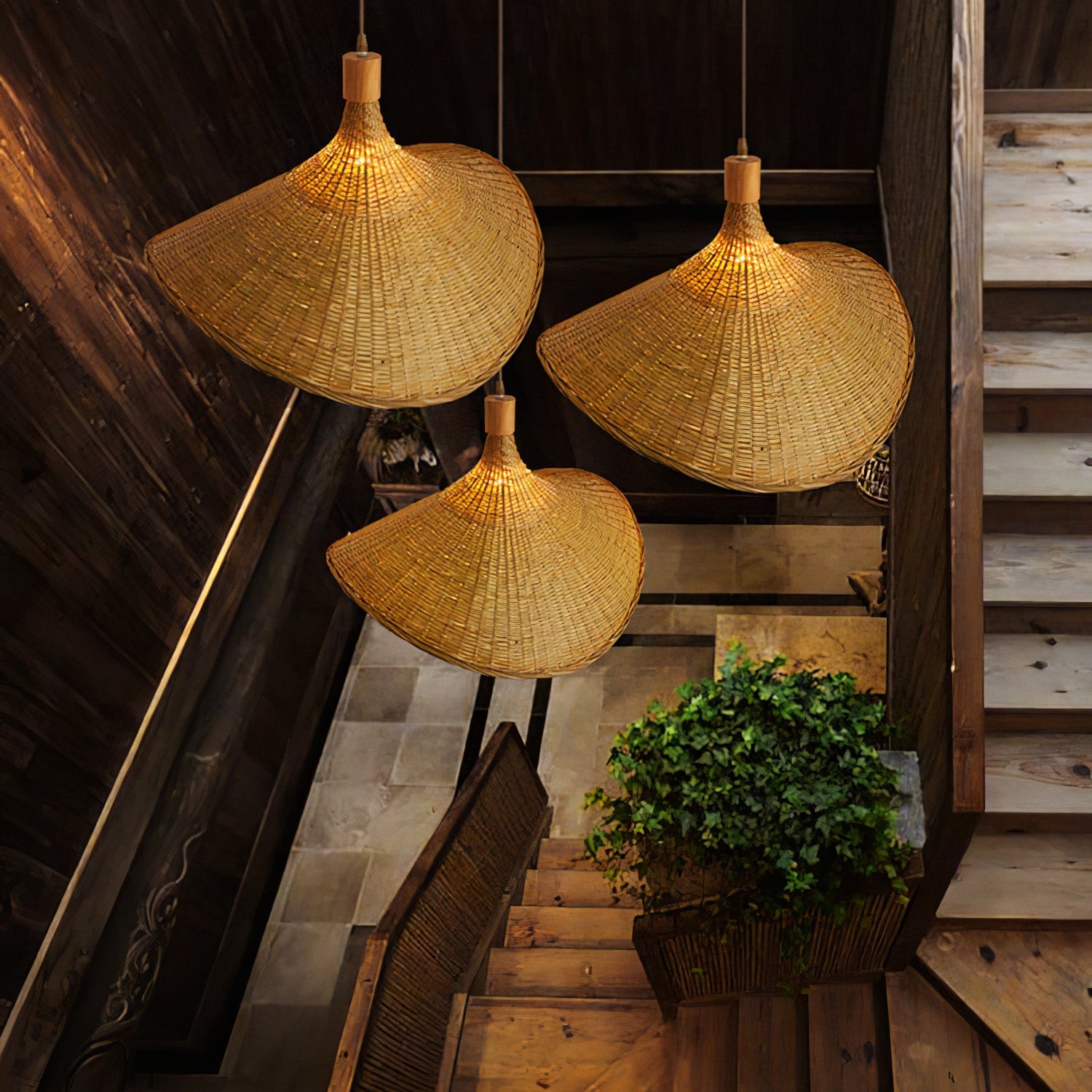 Rattan Weave Hat Pendant Light - Lumpaz