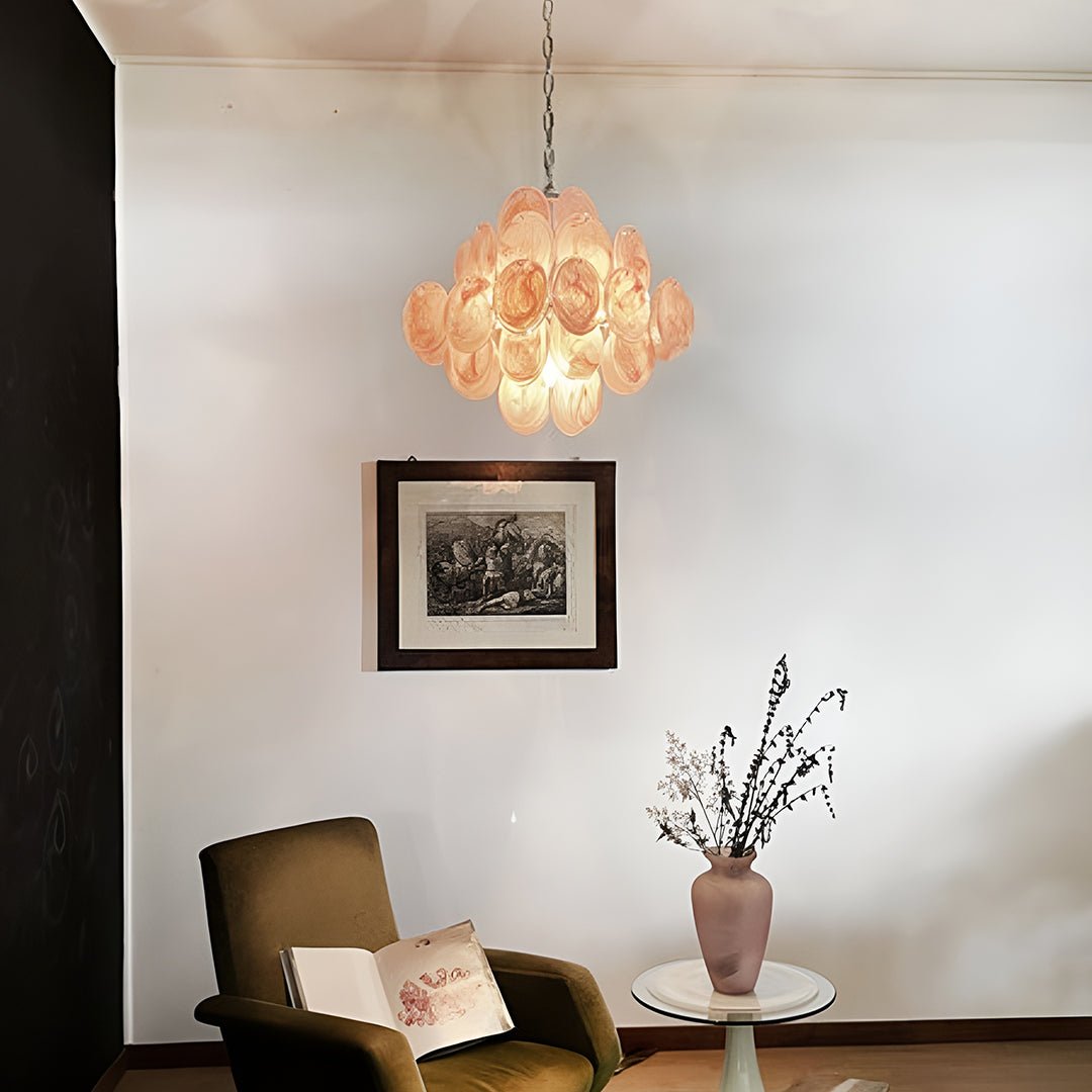 Murano Pink Disks Chandelier - Lumpaz