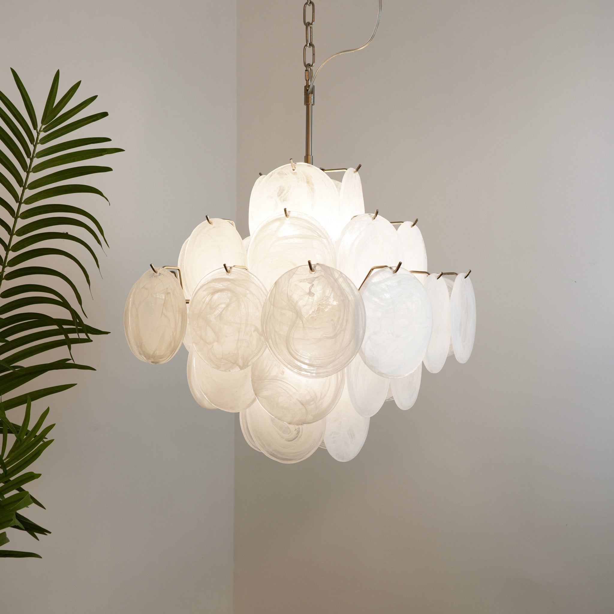 Isadora Murano White Disc Chandelier - Lumpaz