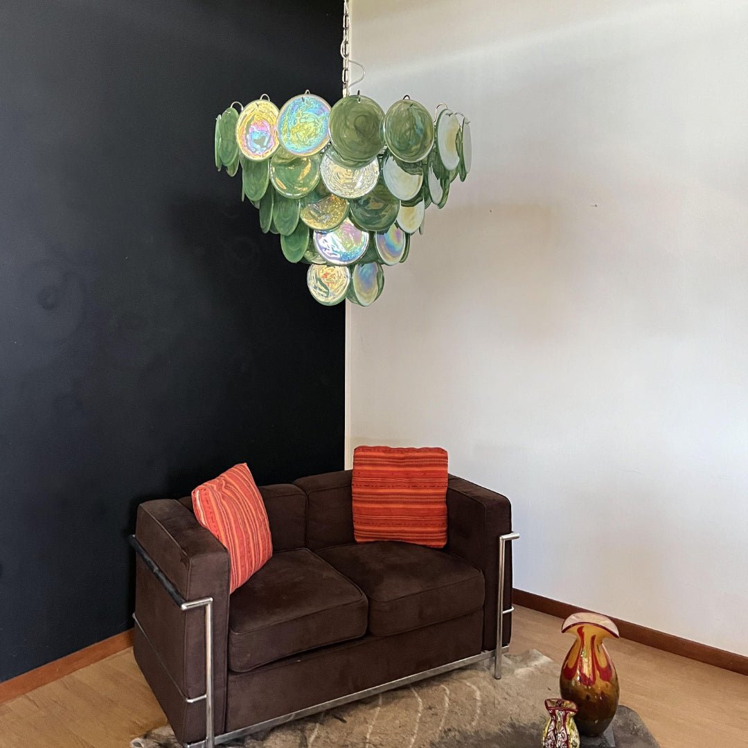 Green Murano Disc Chandelier - Lumpaz