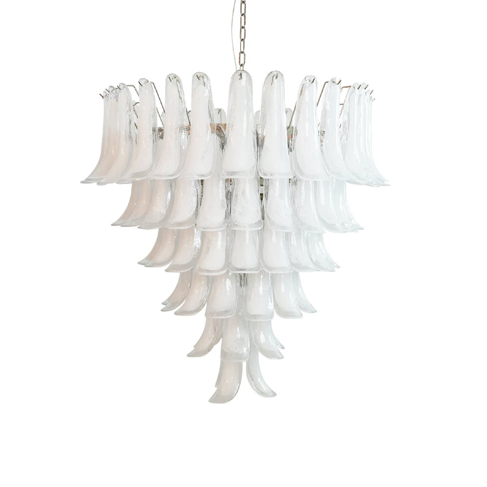 Murano White Glass Petals Chandelier - Lumpaz